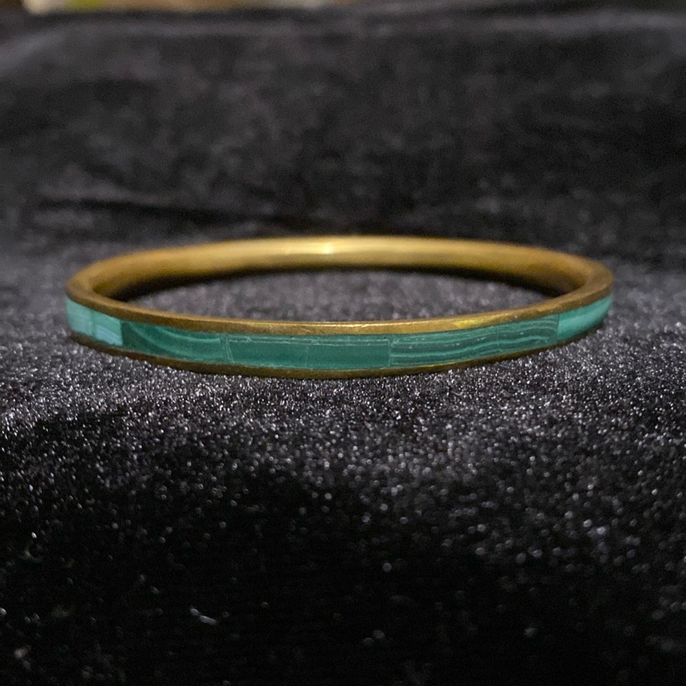 Malachite brass bangle